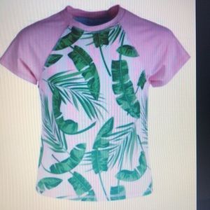 Miken Big Girls Banana Leaf-Print Rash Guard
